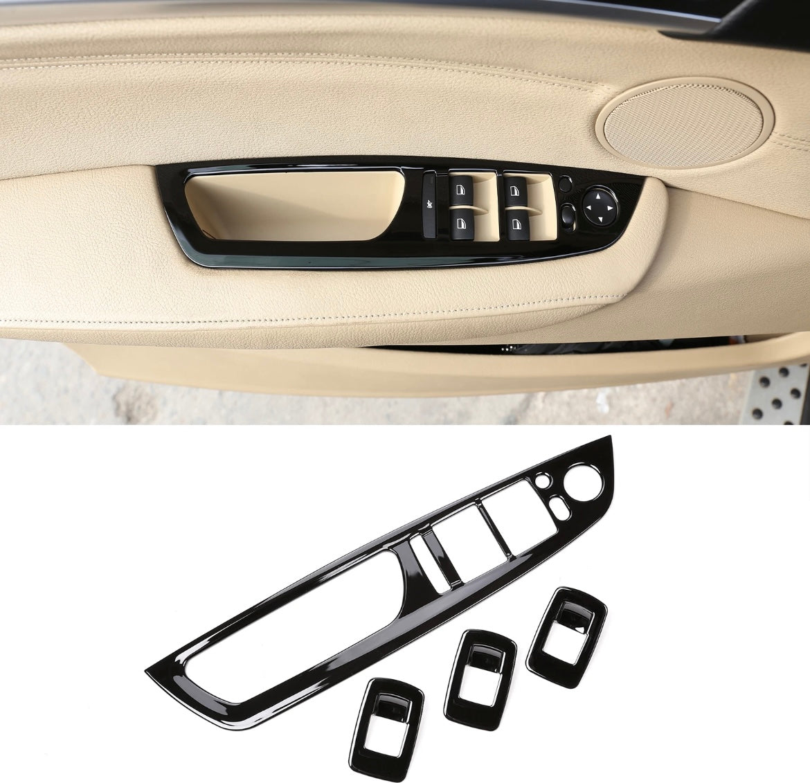 Window regulator frame cover glossy black (x5) e70